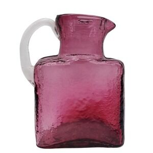 Pilgrim Cranberry Art Glass Pitcher Applied Handle Hand Blown Jug Small Ruby Red